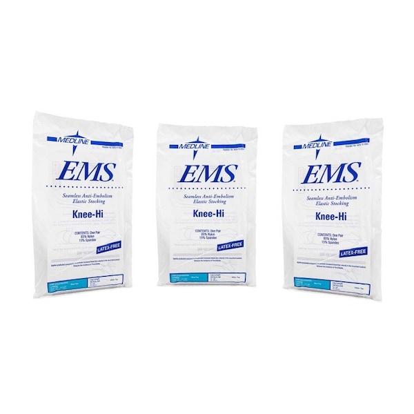 Medline EMS Knee-High Anti-Embolism Stockings, Large Reuglar, 3 Pairs MDS160564PHX3 - main